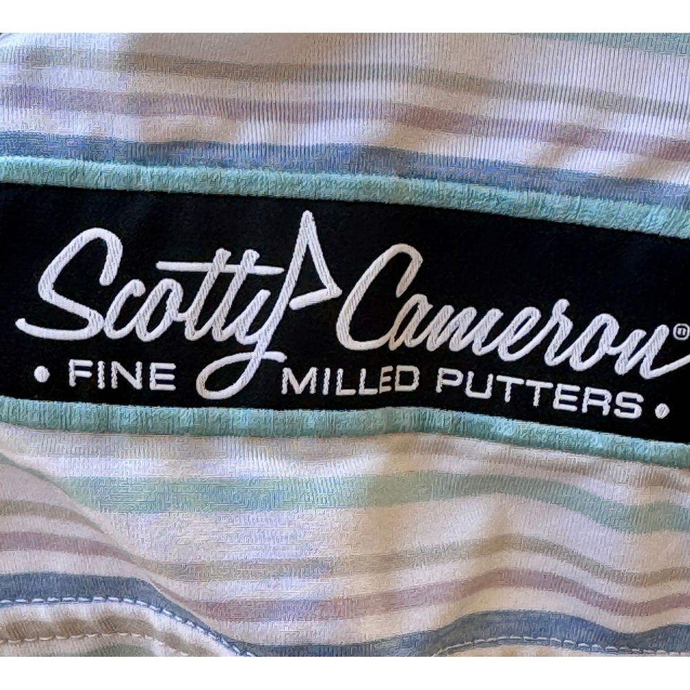 Peter Millar Scotty Cameron Summer Comfort Striped Polo Shirt Mens XL Blue Green - Picture 8 of 10